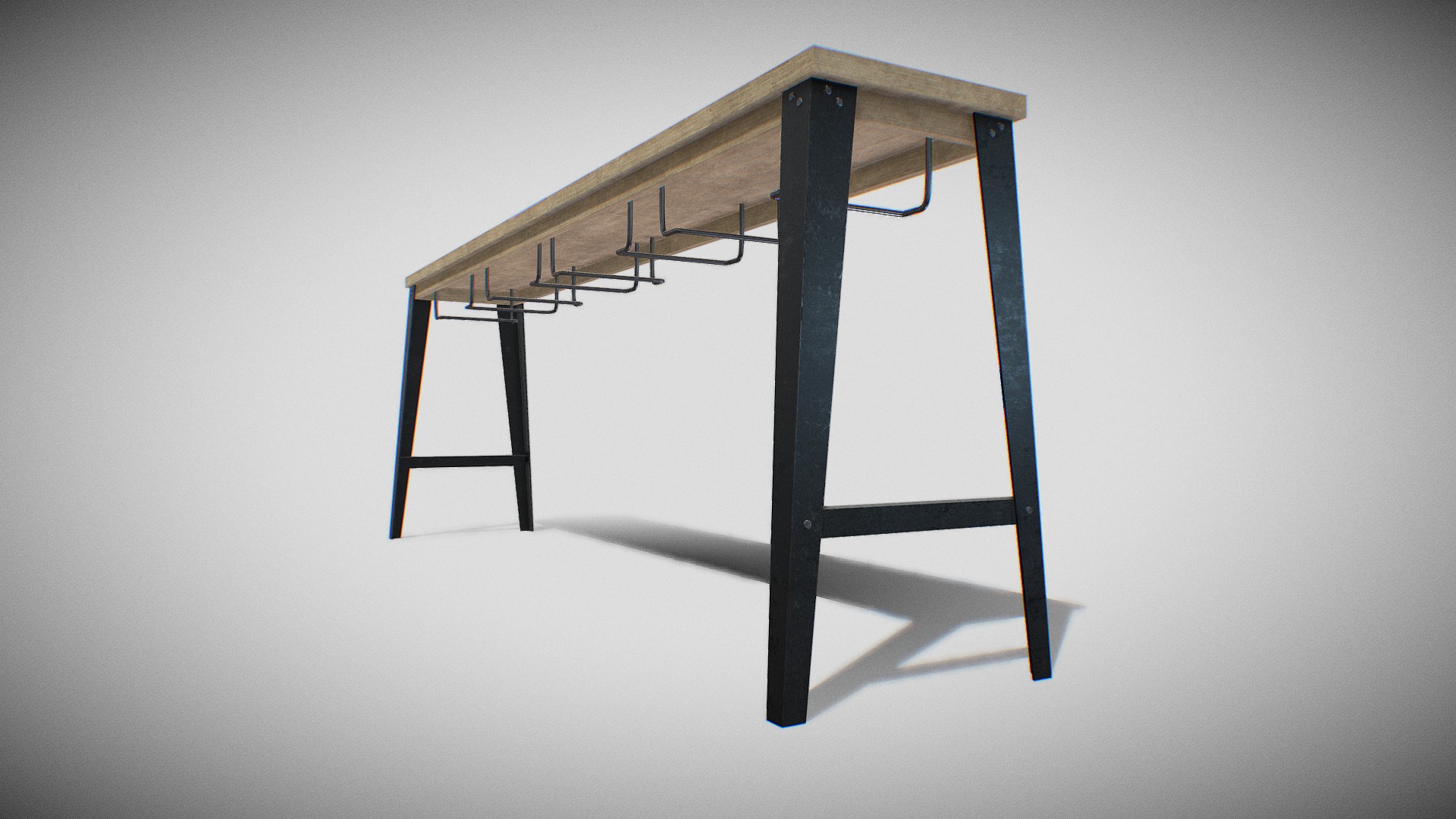 3D model Bar Table 04 - This is a 3D model of the Bar Table 04. The 3D model is about a wooden table with a metal frame.