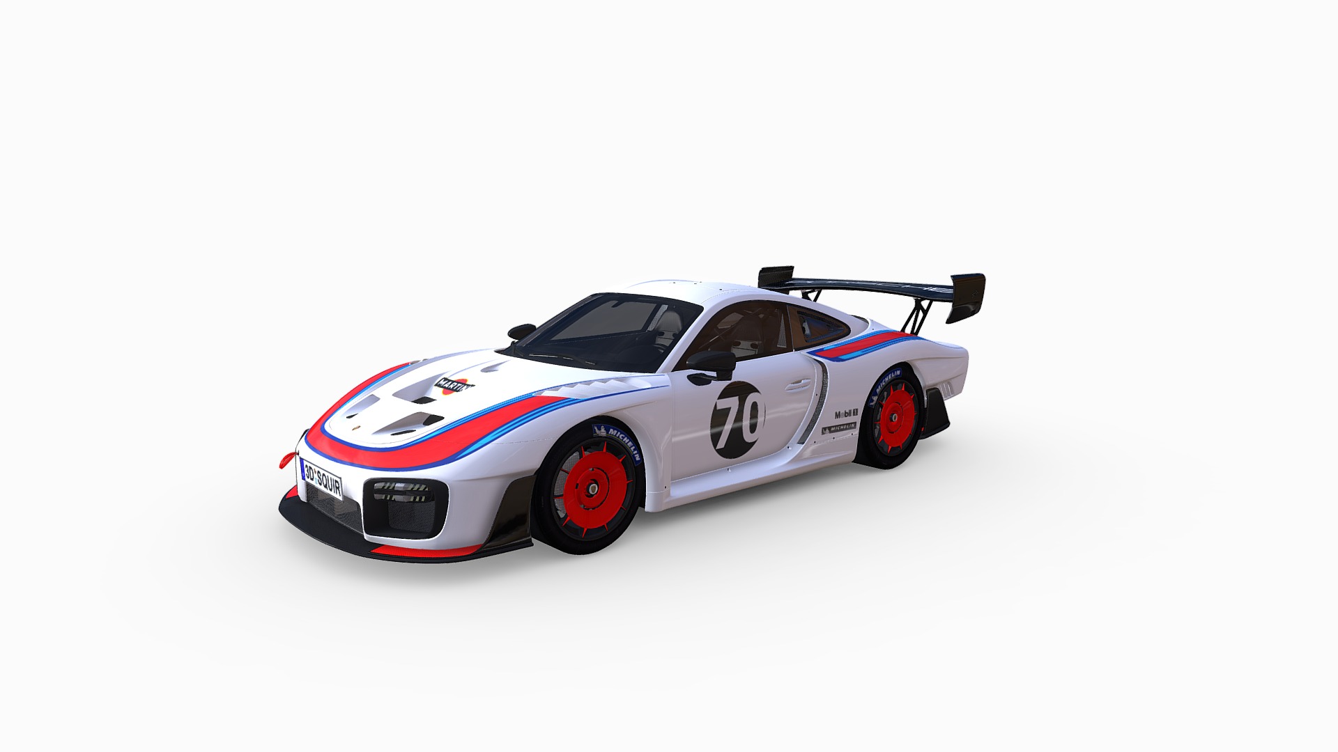 3D model Porsche 935 2019 MobyDick - This is a 3D model of the Porsche 935 2019 MobyDick. The 3D model is about a white and red race car.