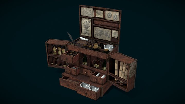 Alchemy Box + Equipment PBR Gameready 3D Model