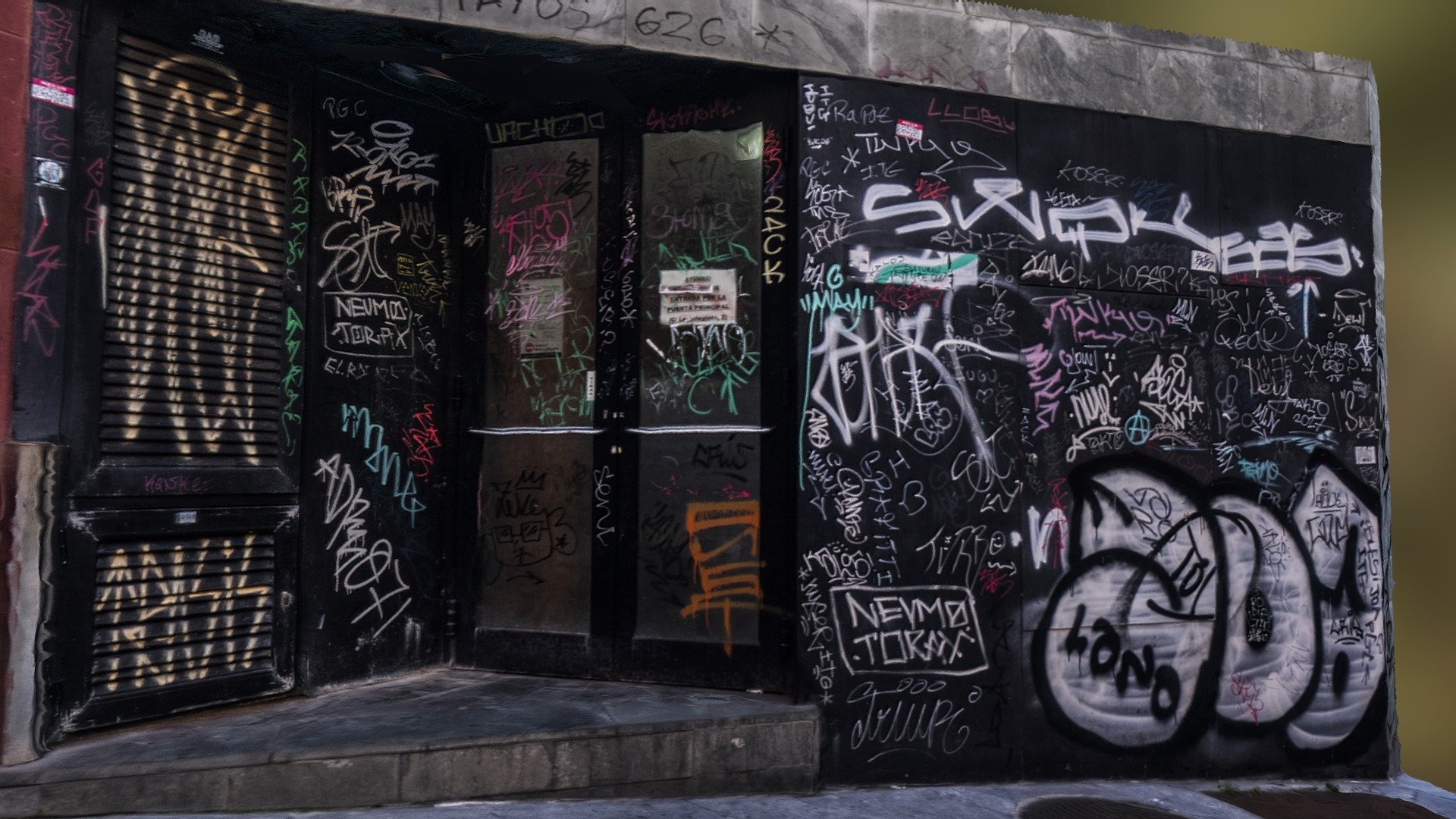 Double graffitied door scan