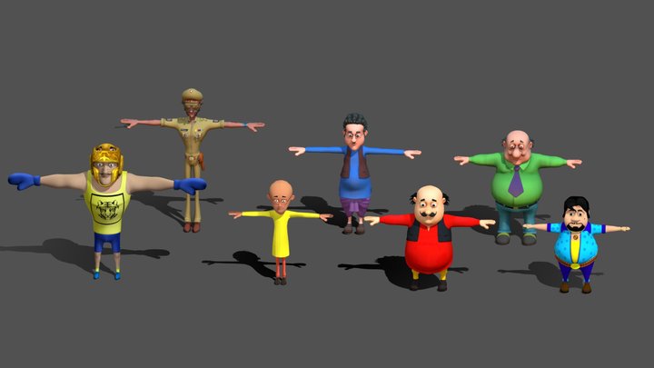 Motu Patlu Family 3D Model