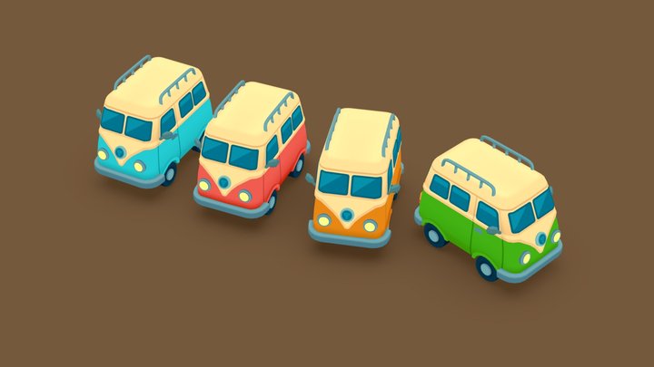 Retro Camper Van Pack – Stylized 3D Model