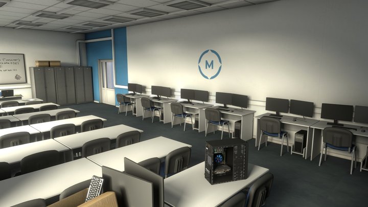 Computer (IT) Classroom 404 [Baked] 3D Model