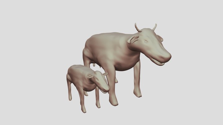 Cow and calf 3D Model