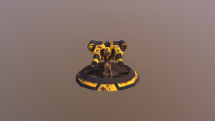 Rusted Chain Gun Turret 3D Model