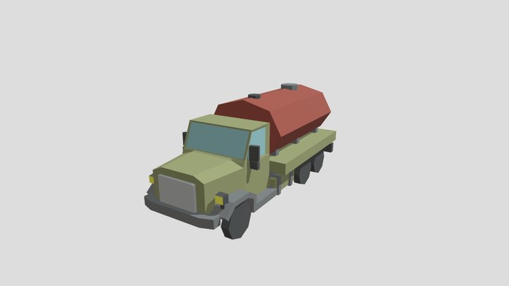 Low Poly Truck Tank 3D Model