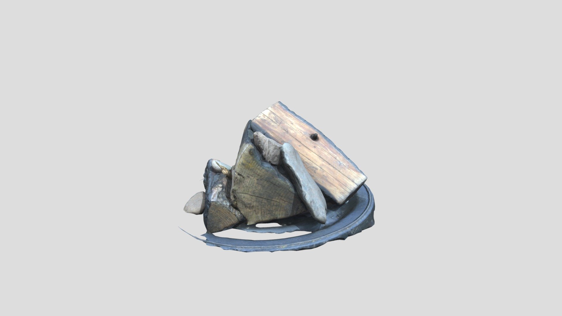 Pile of wood and stones