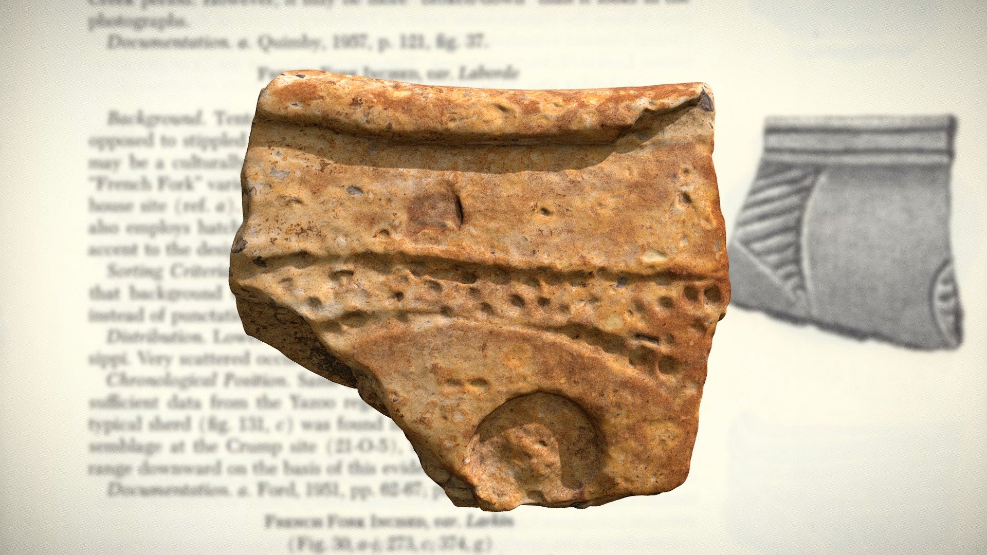 French Fork Incised Pottery Fragment