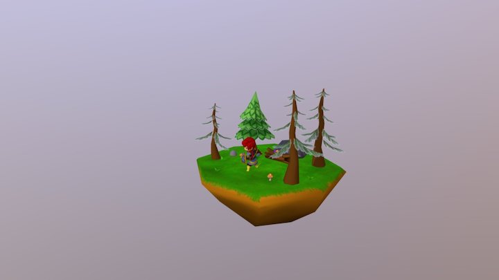 Hand painted texture land with knight 3D Model