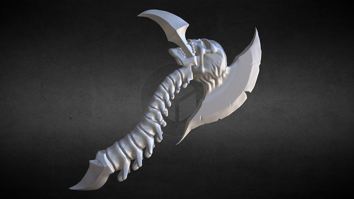 Skull Battle Axe 3D Model