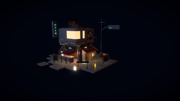 Cyberpunk Building 3D Model