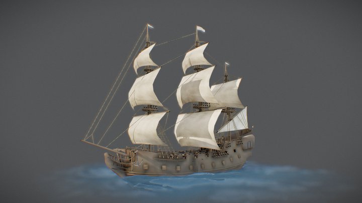 Sailboat Galleon |Game-Ready| 3D Model