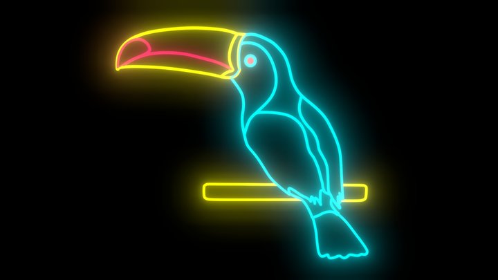 Token Bird Neon sing. 3D Model