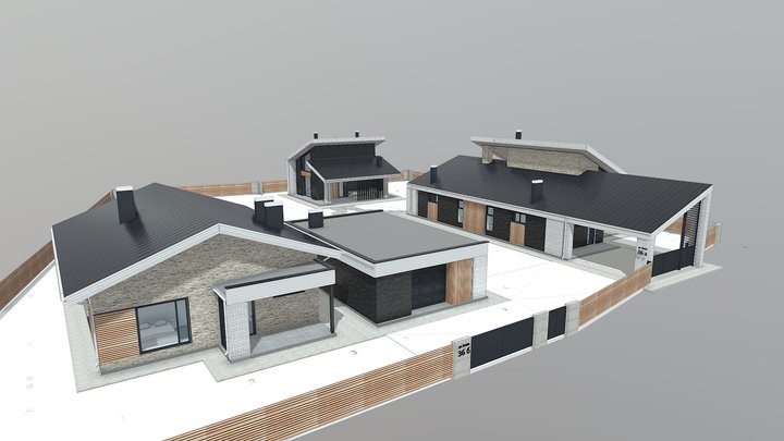 Complex of minimal houses 110+130+60+70+50 3D Model