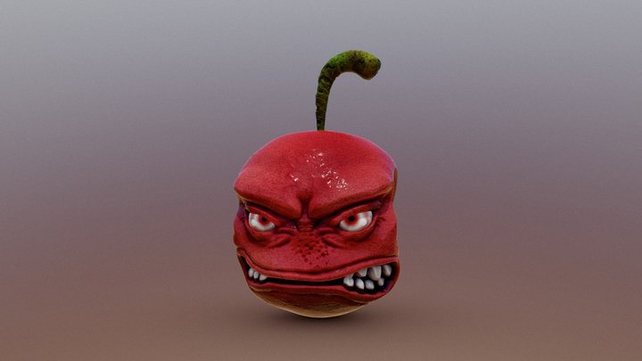 Angry Cherry Cartoon 3D Model 3D Model