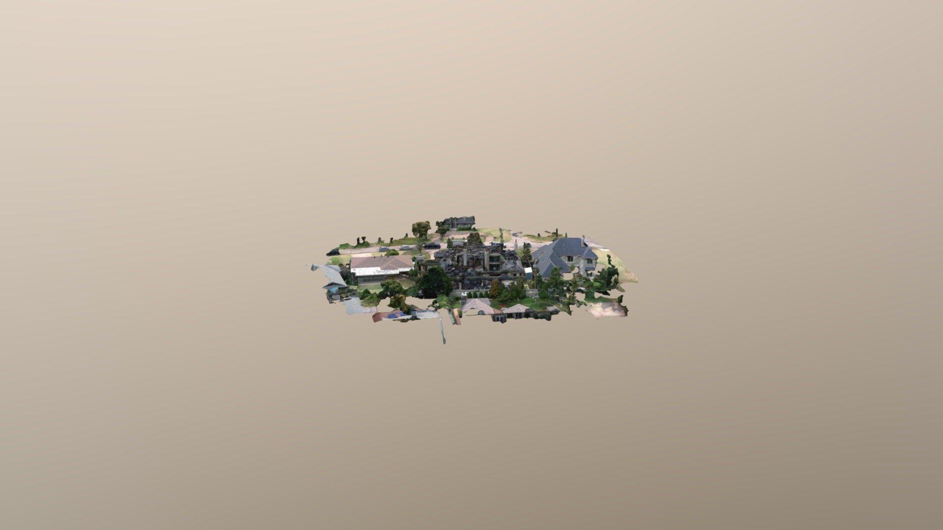House Fire Simplified 3d Mesh