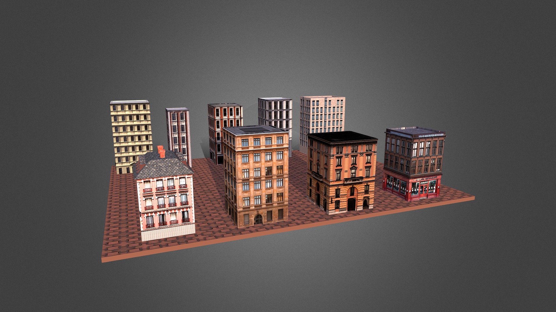3D model Town - This is a 3D model of the Town. The 3D model is about a large building with many windows.