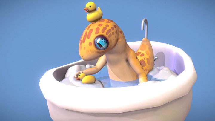 Gecko in the bath 3D Model