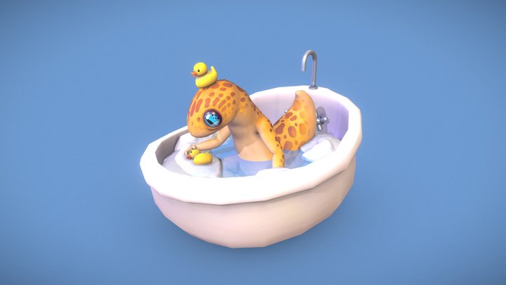 Gecko in the bath 3D Model