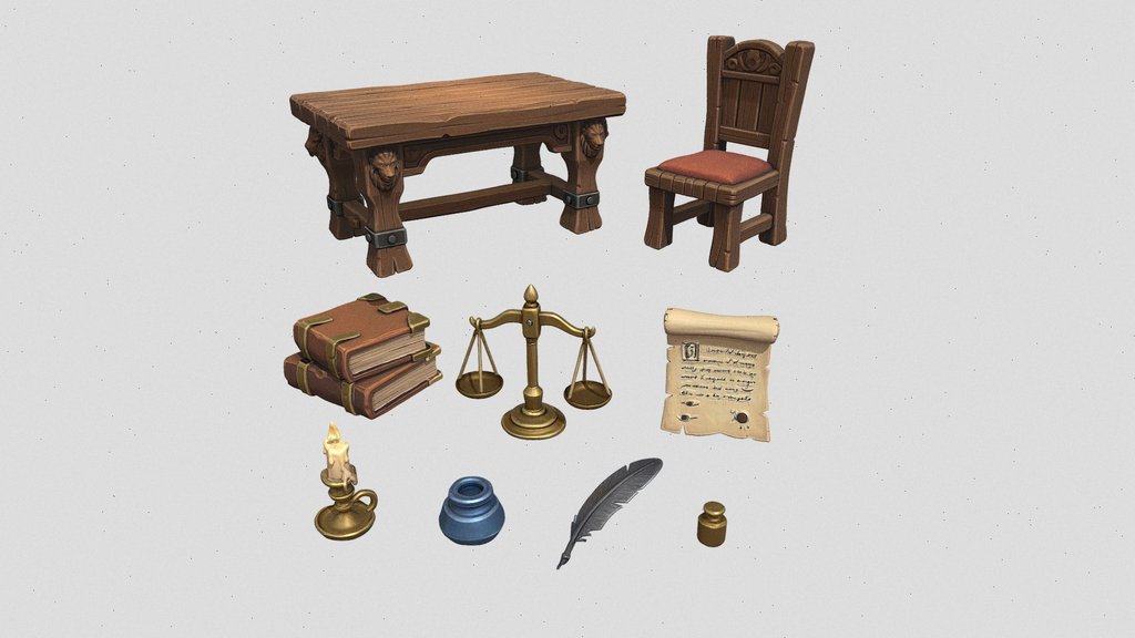 medieval furniture 3d model