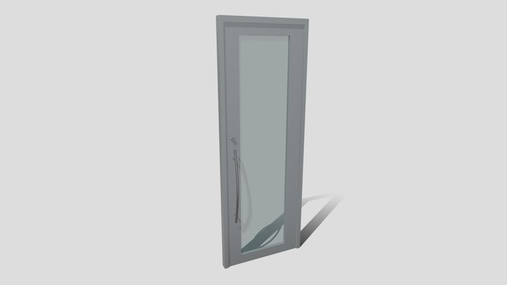 Modern Metal Windowed Door 3D Model