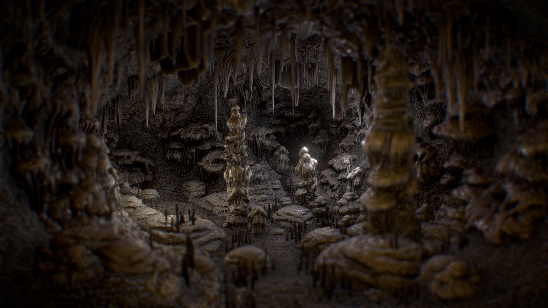 3D model Cave - This is a 3D model of the Cave. The 3D model is about a group of skeletons in a cave.