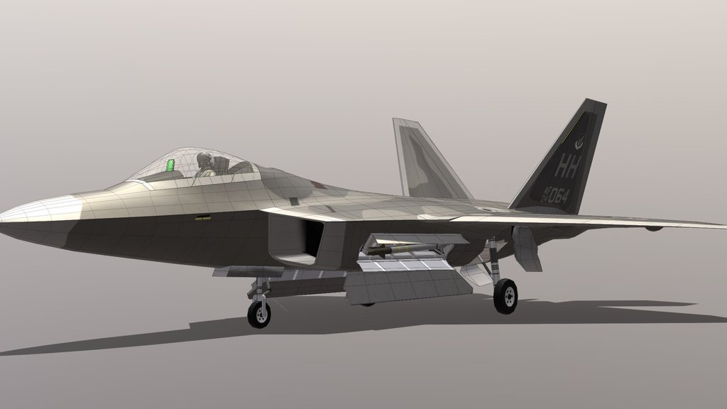 Low poly 1:1 USAF F22A Raptor