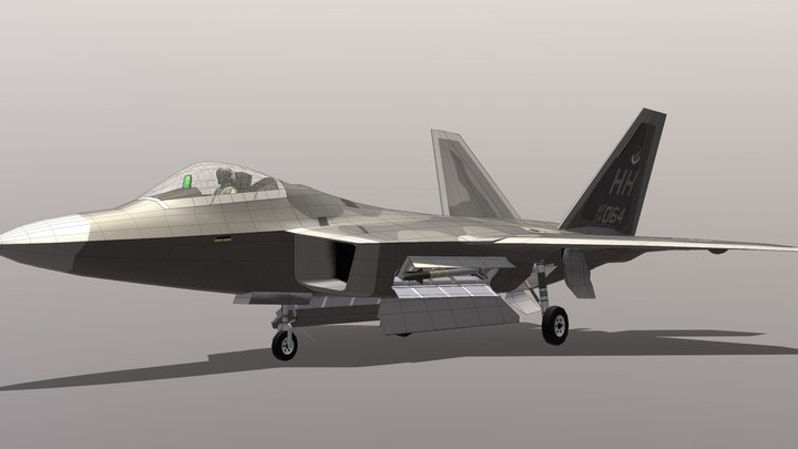 Low poly 1:1 USAF F22A Raptor 3D Model