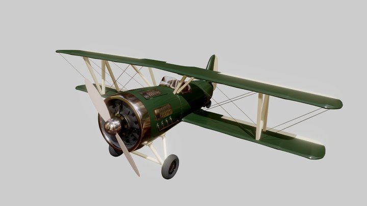 Old Biplane 01 3D Model