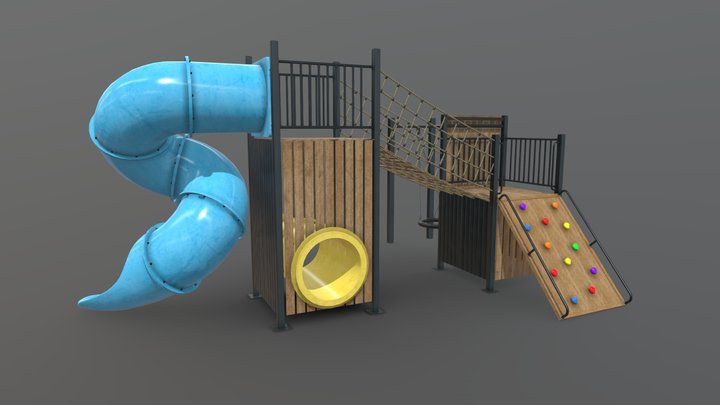 Playground Kids Games Exterior - Wooden Outdoor 3D Model