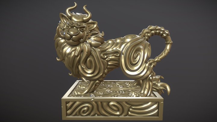 Lion Figurine 3D Model