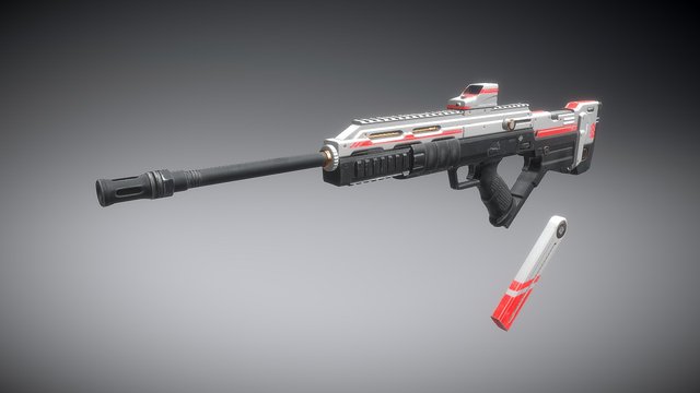 Low Rifle Game And Reflex 3D Model