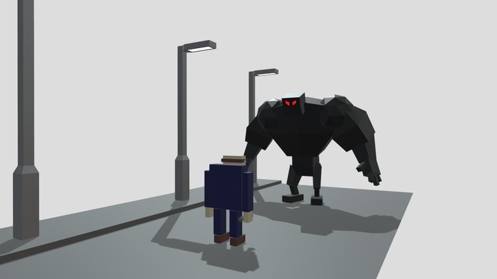 Man and monster 3D Model