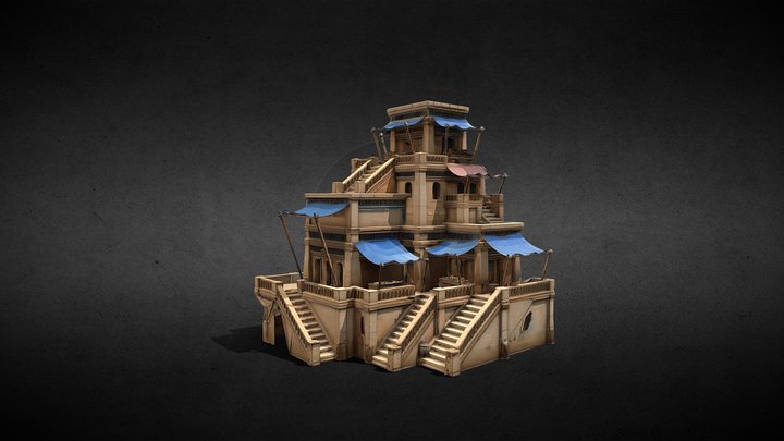 Ancient Egyptian Multi-Tiered Market Complex 3D Model