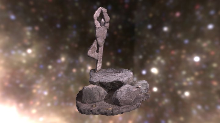 Rock Man Yoga Statue 3D Model