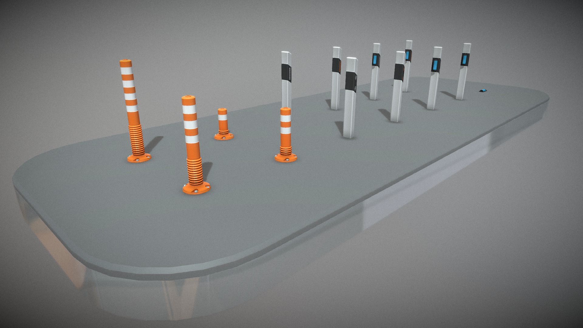3D model Leitpfosten (Paket) - This is a 3D model of the Leitpfosten (Paket). The 3D model is about a group of orange and white cones.