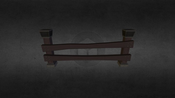 handpainted fence lowpoly 3 3D Model