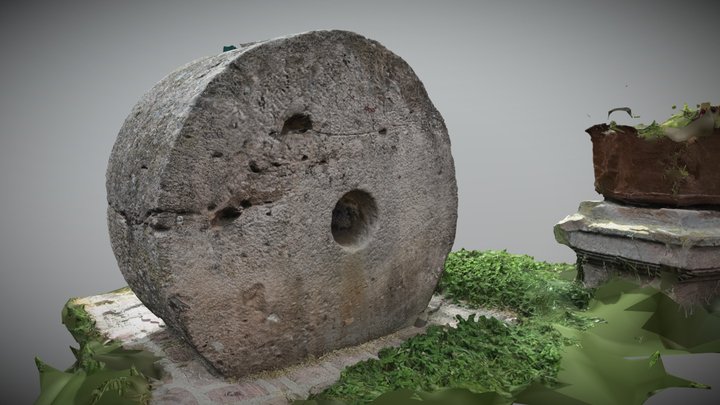 Old big stone grain mill 3D Model