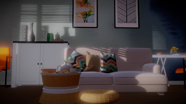 Living Room 2 Isometric LowPoly 3D Model
