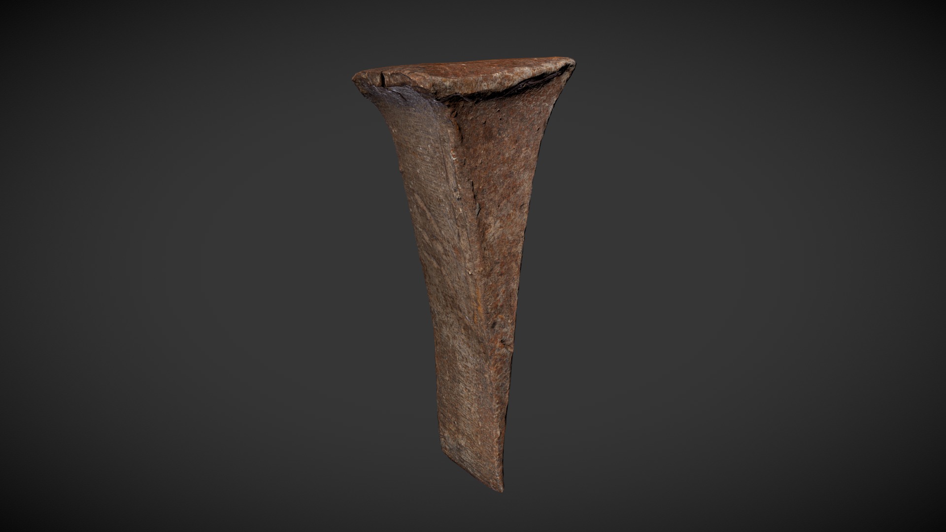 3D model Old Iron Wedge 3D Scan - This is a 3D model of the Old Iron Wedge 3D Scan. The 3D model is about a brown stone with a black background.