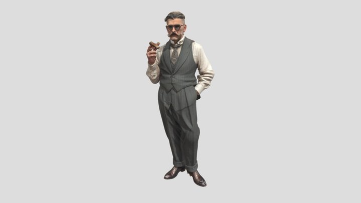 Dapper Gentleman with Cigar 3D Model
