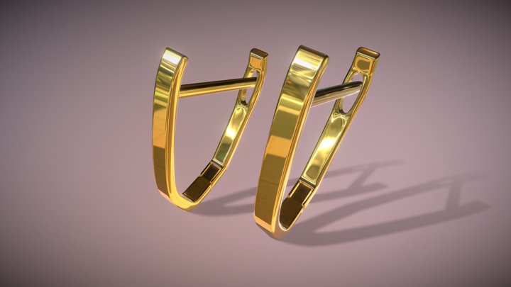 Golden earrings 3D Model
