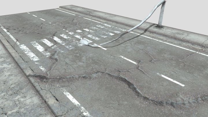 Damaged City Street Scene 3D Model