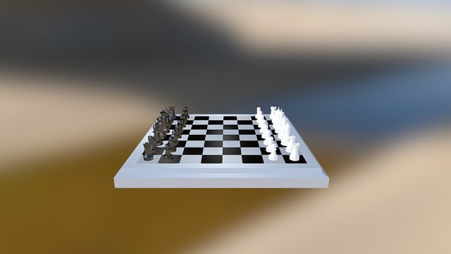 Low poly chess scene 3D Model