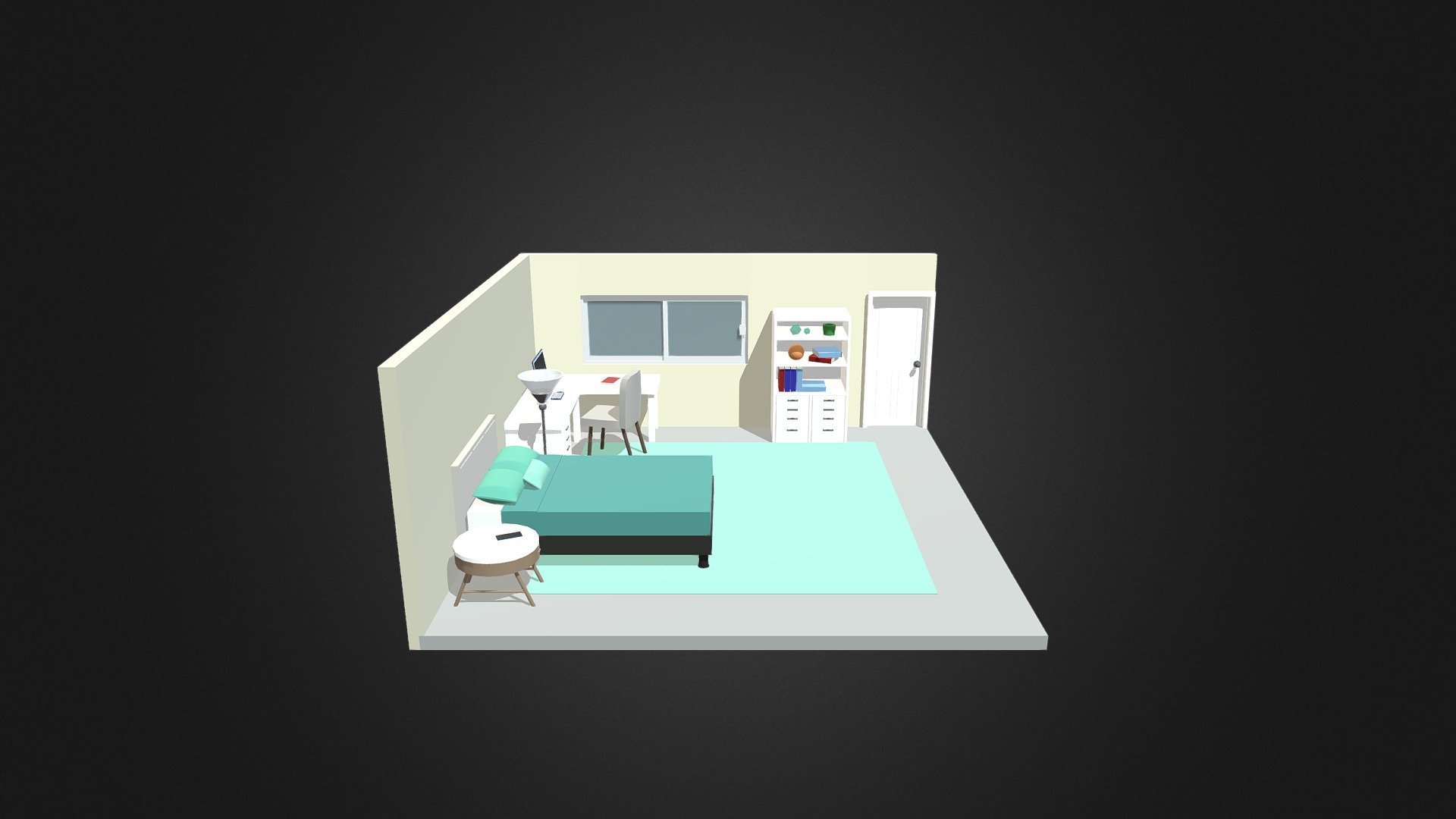 Isometric Bedroom - 3D modeling