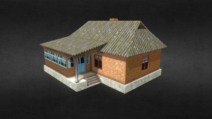 Low-poly Brick House 3D Model