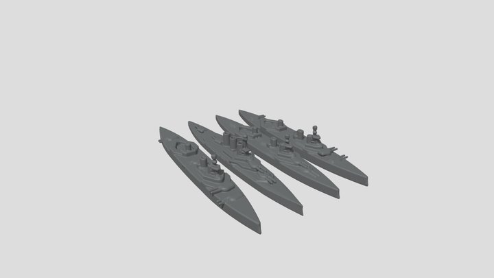 1st Battlecruiser Squadron Jutland ww1 1/1250 3D Model