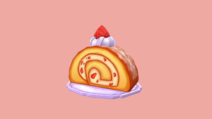 3D Handpainted Role Cake 3D Model