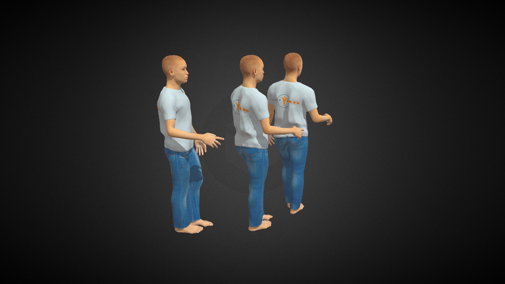 Three Males Exported from MakeHuman