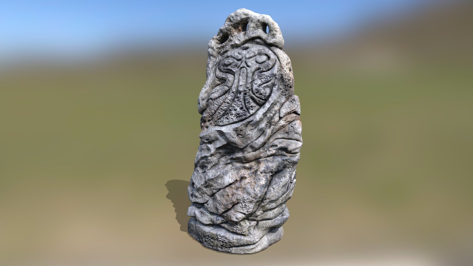Carved Stone outside Dok Ondars